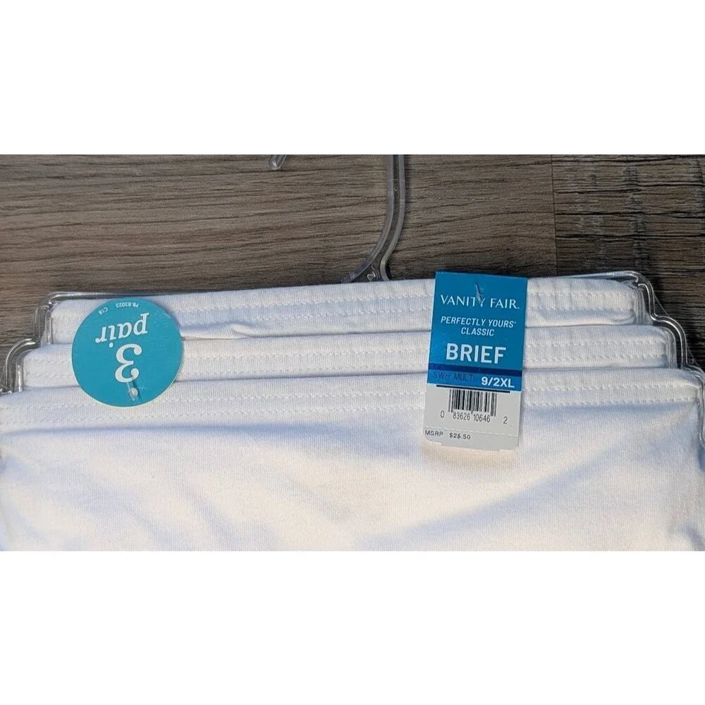 Vanity Fair BRIEFS Underwear 9 2XL Perfectly Yours 15320 White 100% COTTON 3PK